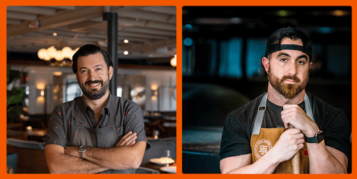 Pictures of the owner of Truth BBQ and the owner of Bludorn side by side